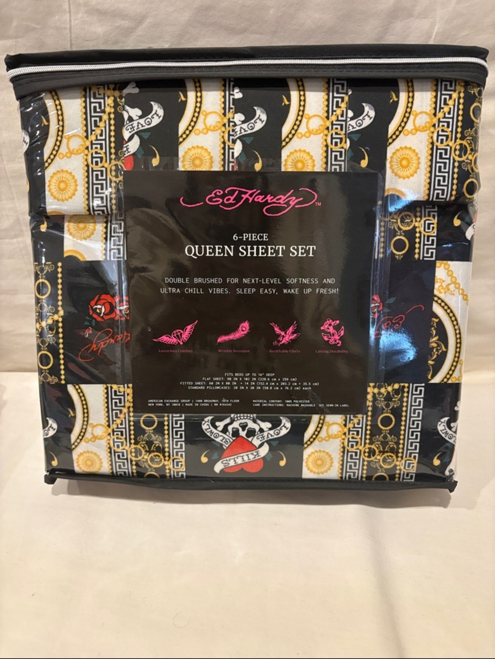 💀Ed Hardy Queen 6-Piece Sheet Set - ❤️ Love Kills Slowly 💀